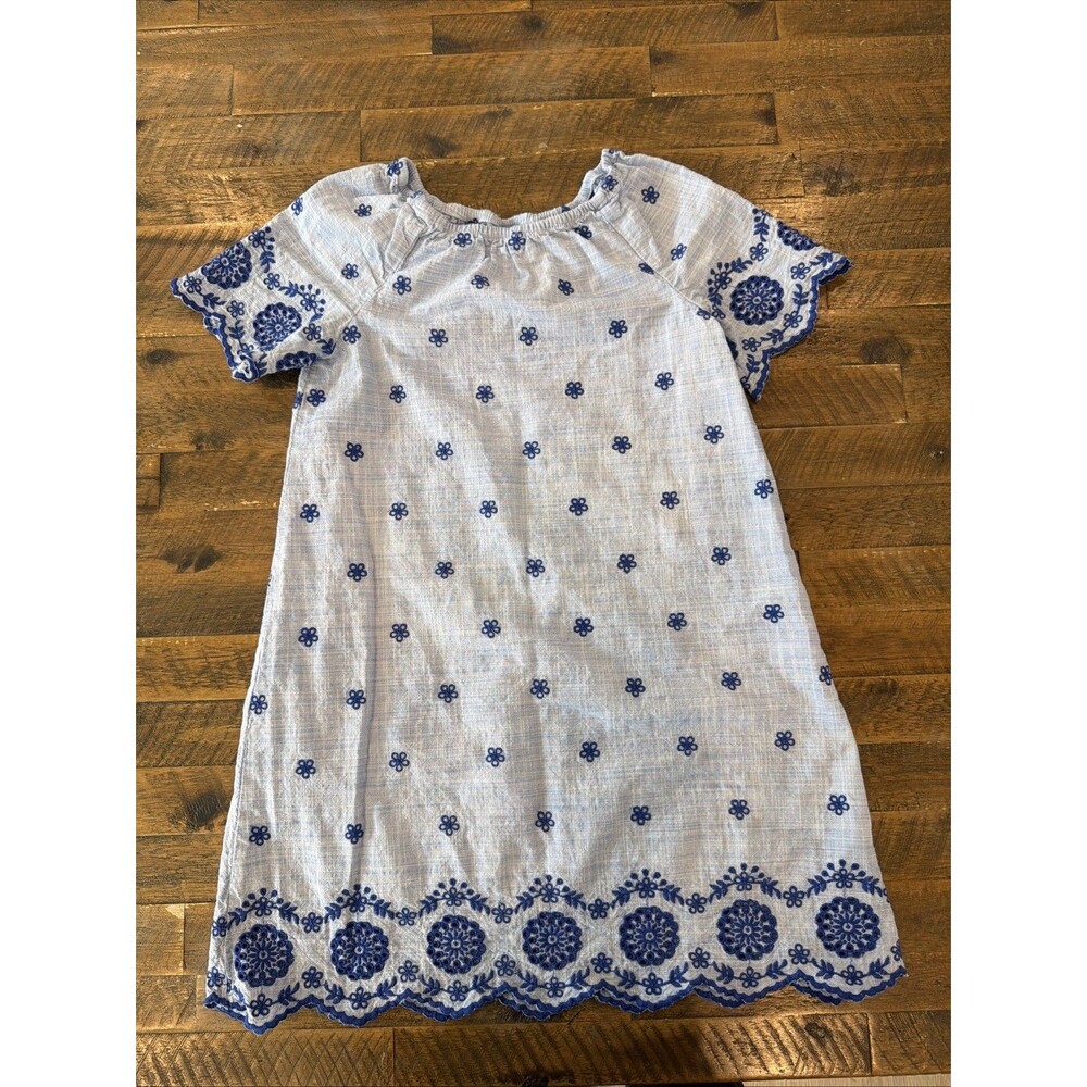 Gymboree Girls Mommy and Me Eyelet Shift Dress in the Bon Voyage blue & white 10 - Picture 2 of 5